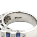 ノンブランド NON BRAND サファイア 1.76ct ダイヤモンド デザインリング ブルー×プラチナシルバー Pt900 サファイア ダイヤモンド リング 指輪 青 プラチナ900 ストライプ 10号