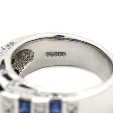 ノンブランド NON BRAND サファイア 1.76ct ダイヤモンド デザインリング ブルー×プラチナシルバー Pt900 サファイア ダイヤモンド リング 指輪 青 プラチナ900 ストライプ 10号