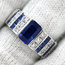 ノンブランド NON BRAND サファイア 1.76ct ダイヤモンド デザインリング ブルー×プラチナシルバー Pt900 サファイア ダイヤモンド リング 指輪 青 プラチナ900 ストライプ 10号