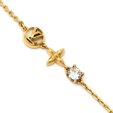 ルイヴィトン LOUIS VUITTON プティ ルイ M00374 ゴールド GP ストラス ブレスレット LVサークル モノグラムフラワー