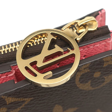 ルイヴィトン LOUIS VUITTON ポルトフォイユ リサ M25692 ウジェニーピンク モノグラムキャンバス 二つ折り財布 ゴールド金具 茶 ピンク コンパクト