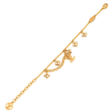 ルイヴィトン LOUIS VUITTON LVフローラグラム M0940A ホワイト×ゴールド GP フェイクパール ブレスレット LVイニシャル モノグラムフラワー
