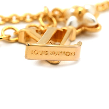 ルイヴィトン LOUIS VUITTON LVフローラグラム M0940A ホワイト×ゴールド GP フェイクパール ブレスレット LVイニシャル モノグラムフラワー