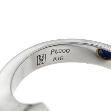 ノンブランド NON BRAND ブルーサファイア 4.22ct ダイヤ ブルー×イエローゴールド×プラチナシルバー Pt900 K18YG サファイア ダイヤモンド リング 指輪 青 Pt900 プラチナ 18K 750 YG デザインリング コンビ 15号