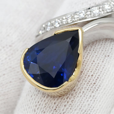 ノンブランド NON BRAND ブルーサファイア 4.22ct ダイヤ ブルー×イエローゴールド×プラチナシルバー Pt900 K18YG サファイア ダイヤモンド リング 指輪 青 Pt900 プラチナ 18K 750 YG デザインリング コンビ 15号
