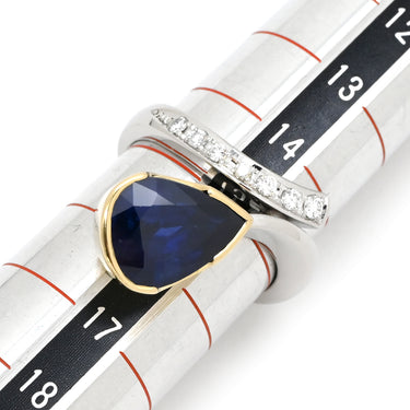 ノンブランド NON BRAND ブルーサファイア 4.22ct ダイヤ ブルー×イエローゴールド×プラチナシルバー Pt900 K18YG サファイア ダイヤモンド リング 指輪 青 Pt900 プラチナ 18K 750 YG デザインリング コンビ 15号