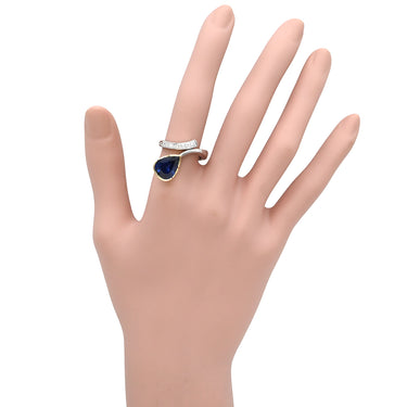 ノンブランド NON BRAND ブルーサファイア 4.22ct ダイヤ ブルー×イエローゴールド×プラチナシルバー Pt900 K18YG サファイア ダイヤモンド リング 指輪 青 Pt900 プラチナ 18K 750 YG デザインリング コンビ 15号