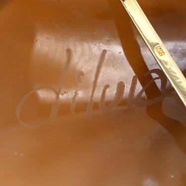 ノンブランド NON BRAND カメオ ホワイト×イエローゴールド K18YG シェル ブローチ K18 YG Au750 彫刻 ペンダントトップ シェル 2WAY 貴婦人 横顔