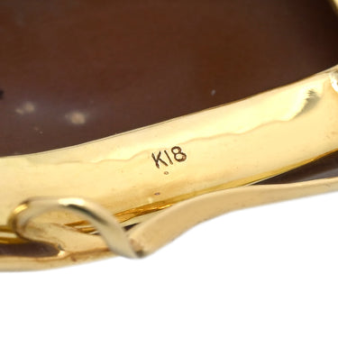 ノンブランド NON BRAND カメオ ホワイト×イエローゴールド K18YG シェル ブローチ K18 YG Au750 彫刻 ペンダントトップ シェル 2WAY 貴婦人 横顔 スクエア