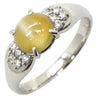 ノンブランド NON BRAND クリソベリル キャッツアイ 2.24ct ダイヤモンド イエローグリーン×プラチナシルバー Pt900 クリソベリルキャッツアイ ダイヤモンド リング 指輪 緑黄色 猫目石 プラチナ900 21号