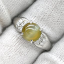 ノンブランド NON BRAND クリソベリル キャッツアイ 2.24ct ダイヤモンド イエローグリーン×プラチナシルバー Pt900 クリソベリルキャッツアイ ダイヤモンド リング 指輪 緑黄色 猫目石 プラチナ900 21号