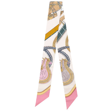 エルメス HERMES ツイリー ローズナークル×ゴールド×アントラシト シルク スカーフ 新品 未使用 【GRAND APPARAT/盛装の馬】
