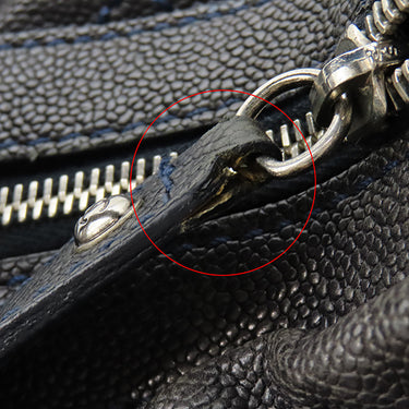 シャネル CHANEL ワイルドステッチ ワンショルダー ブラック キャビアスキン ショルダーバッグ ヴィンテージ金具 黒 青 ココマーク