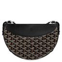 ゴヤール GOYARD ヒロンデル ブラック レザー ゴヤールディンキャンバス ショルダーバッグ シルバー金具 黒 ヘリンボーン柄