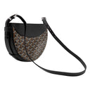 ゴヤール GOYARD ヒロンデル ブラック レザー ゴヤールディンキャンバス ショルダーバッグ シルバー金具 黒 ヘリンボーン柄