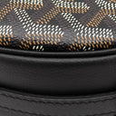 ゴヤール GOYARD ヒロンデル ブラック レザー ゴヤールディンキャンバス ショルダーバッグ シルバー金具 黒 ヘリンボーン柄