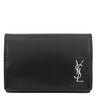 サンローラン SAINT LAURENT YSL ロゴ コンパクト ウォレット 685656 ブラック レザー 三つ折り財布 シルバー金具 黒 3つ折り ミニ財布