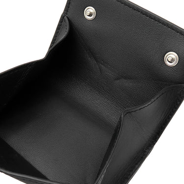 サンローラン SAINT LAURENT YSL ロゴ コンパクト ウォレット 685656 ブラック レザー 三つ折り財布 シルバー金具 黒 3つ折り ミニ財布