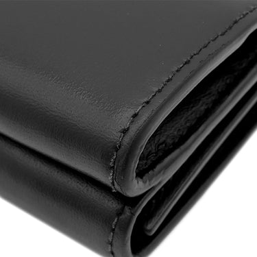 サンローラン SAINT LAURENT YSL ロゴ コンパクト ウォレット 685656 ブラック レザー 三つ折り財布 シルバー金具 黒 3つ折り ミニ財布