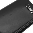 サンローラン SAINT LAURENT YSL ロゴ コンパクト ウォレット 685656 ブラック レザー 三つ折り財布 シルバー金具 黒 3つ折り ミニ財布