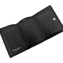 サンローラン SAINT LAURENT YSL ロゴ コンパクト ウォレット 685656 ブラック レザー 三つ折り財布 シルバー金具 黒 3つ折り ミニ財布