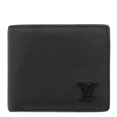 ルイヴィトン LOUIS VUITTON ポルトフォイユ マルコ M25944 ノワール レザー LVアエログラム 二つ折り財布 シルバー金具 黒 2つ折り