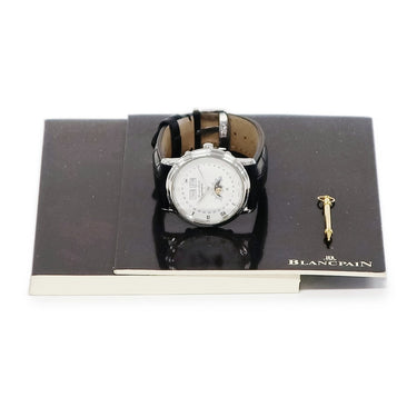 腕時計 ブランパン BLANCPAIN ヴィルレ ムーンフェイズ トリプルカレンダー 6595-1127-58 自動巻き メンズ OH済 ホワイト 白
