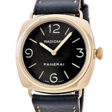 腕時計 パネライ PANERAI ラジオミール ベース PAM00231 K番 手巻き メンズ OH済 K番 K18PG無垢 ブラック アラビア バー シースルーバック