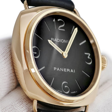 腕時計 パネライ PANERAI ラジオミール ベース PAM00231 K番 手巻き メンズ OH済 K番 K18PG無垢 ブラック アラビア バー シースルーバック