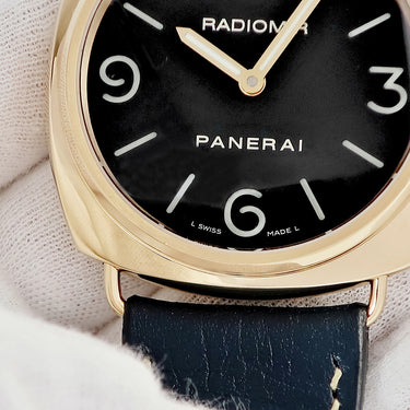 腕時計 パネライ PANERAI ラジオミール ベース PAM00231 K番 手巻き メンズ OH済 K番 K18PG無垢 ブラック アラビア バー シースルーバック