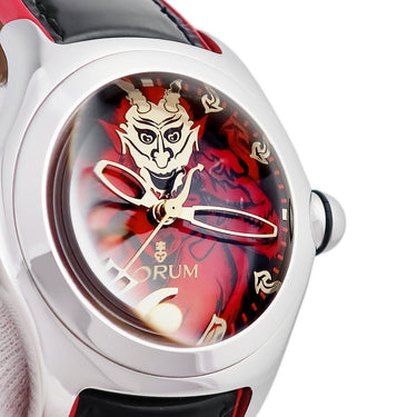 腕時計 コルム CORUM バブル ルシファー 082.340.20 自動巻き メンズ OH済 レッド ブラック 堕天使 トライデント ドーム 限定