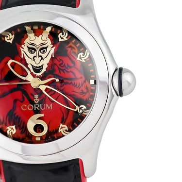 腕時計 コルム CORUM バブル ルシファー 082.340.20 自動巻き メンズ OH済 レッド ブラック 堕天使 トライデント ドーム 限定