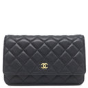シャネル CHANEL マトラッセ チェーンウォレット ブラック ラムスキン チェーンウォレット ゴールド金具 黒