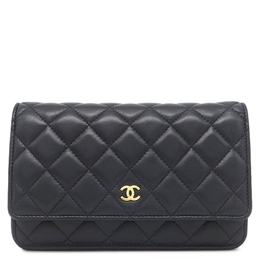 シャネル CHANEL マトラッセ チェーンウォレット ブラック ラムスキン チェーンウォレット ゴールド金具 黒