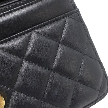 シャネル CHANEL マトラッセ チェーンウォレット ブラック ラムスキン チェーンウォレット ゴールド金具 黒