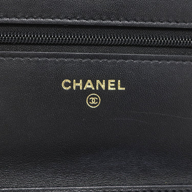 シャネル CHANEL マトラッセ チェーンウォレット ブラック ラムスキン チェーンウォレット ゴールド金具 黒