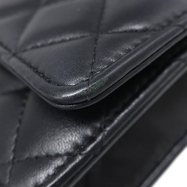 シャネル CHANEL マトラッセ チェーンウォレット ブラック ラムスキン チェーンウォレット ゴールド金具 黒