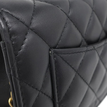 シャネル CHANEL マトラッセ チェーンウォレット ブラック ラムスキン チェーンウォレット ゴールド金具 黒