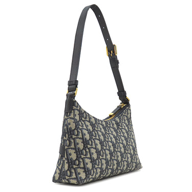 クリスチャン・ディオール Christian Dior 30 モンテーニュ ホーボー S2381UTZQ_M928 ネイビー コットン カーフ テクニカルファブリック ハンドバッグ ゴールド金具 ディオールオブリーク