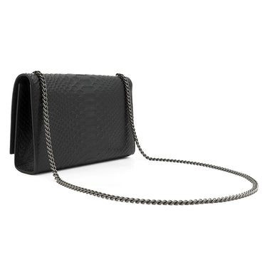 サンローラン SAINT LAURENT ケイト チェーンショルダー ブラック パイソン ショルダーバッグ シルバー金具 モノグラム カサンドラ 黒 肩掛け