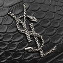 サンローラン SAINT LAURENT ケイト チェーンショルダー ブラック パイソン ショルダーバッグ シルバー金具 モノグラム カサンドラ 黒 肩掛け