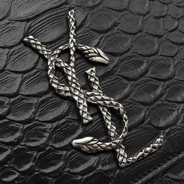 サンローラン SAINT LAURENT ケイト チェーンショルダー ブラック パイソン ショルダーバッグ シルバー金具 モノグラム カサンドラ 黒 肩掛け