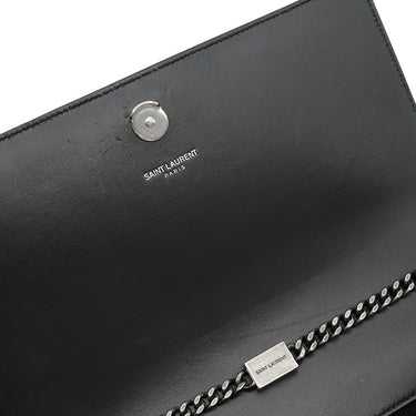 サンローラン SAINT LAURENT ケイト チェーンショルダー ブラック パイソン ショルダーバッグ シルバー金具 モノグラム カサンドラ 黒 肩掛け