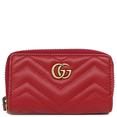 グッチ GUCCI GGマーモント Vステッチ 498127 レッド レザー コインケース ヴィンテージ金具 ハート キルティング キーケース