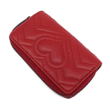 グッチ GUCCI GGマーモント Vステッチ 498127 レッド レザー コインケース ヴィンテージ金具 ハート キルティング キーケース