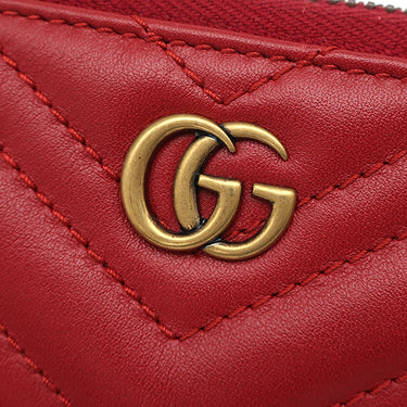 グッチ GUCCI GGマーモント Vステッチ 498127 レッド レザー コインケース ヴィンテージ金具 ハート キルティング キーケース