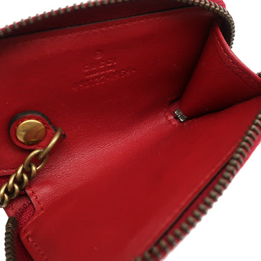 グッチ GUCCI GGマーモント Vステッチ 498127 レッド レザー コインケース ヴィンテージ金具 ハート キルティング キーケース