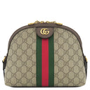 グッチ GUCCI GGショルダーバッグ 499621 ベージュ×エボニー レザー GGスプリームキャンバス ショルダーバッグ ゴールド金具 茶 緑 赤 シェリーライン