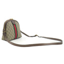 グッチ GUCCI GGショルダーバッグ 499621 ベージュ×エボニー レザー GGスプリームキャンバス ショルダーバッグ ゴールド金具 茶 緑 赤 シェリーライン