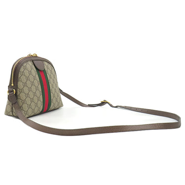 グッチ GUCCI GGショルダーバッグ 499621 ベージュ×エボニー レザー GGスプリームキャンバス ショルダーバッグ ゴールド金具 茶 緑 赤 シェリーライン